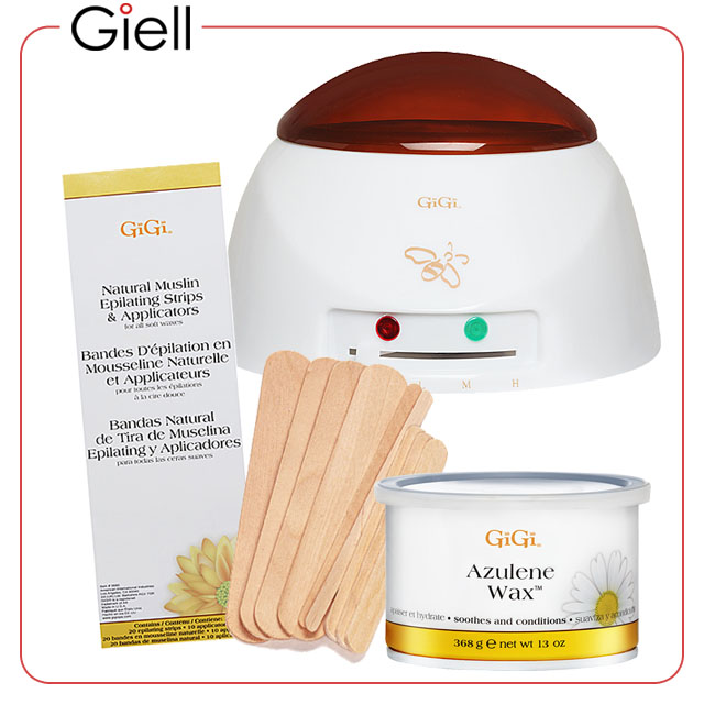 Gigi Azulene Wax Hair Removal Waxing Warmer Strips Kit