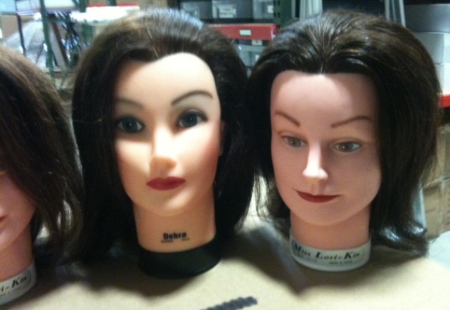 Lot 7 Used Cosmetology Mannequin Heads (5 Lori Kin and 1 Debra) Brown 